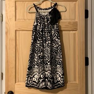 Black and white silk flowy dress